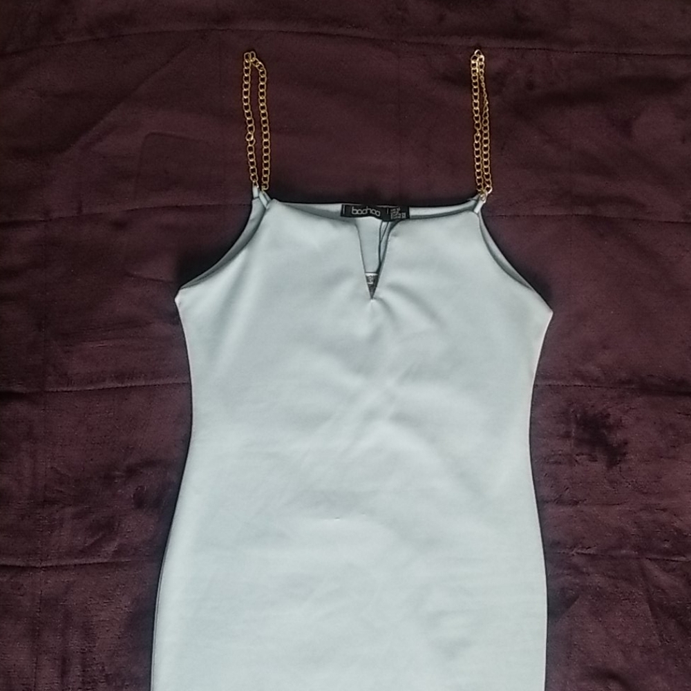 Boohoo V Inset Bodycon Dress w/ Chain Straps